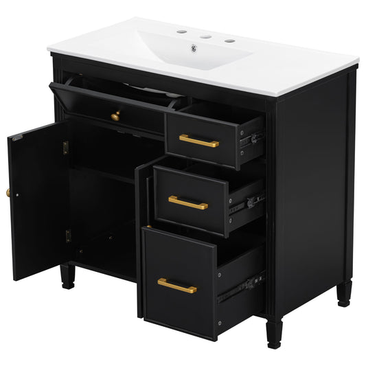 Bathroom Vanity With Sink Top, 3 Soft Closing Drawers