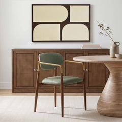 Ronda - Vegan Leather Upholstered Dining Arm Chair - Walnut Legs