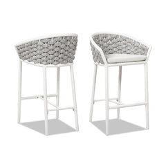 Rowan - Rope Barrel Low Back Patio Counter Stool (Set of 2) - White