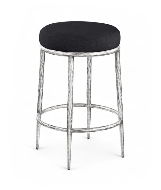Ferro - Upholstered Backless Counter Stool With Brushed Silver Base