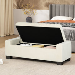 Textured Fabric Ottoman Bench With Hinged Lid