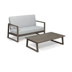 Belgian - Loveseat & Coffee Table Set With Water Resistant Cushions - Gray
