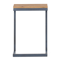 C Shaped End Table With Iron Base And Fir Wood To
