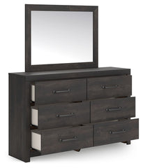 Hollivern - 4 Pc. - Twin Panel Storage Bed, Dresser, Mirror And Chest - Dark Gray