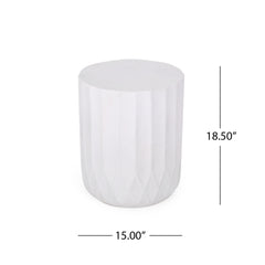 Outdoor End Table With Scallop Edge - Antique White