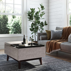 Owen - Tray Top Small Coffee Table Upholstered Storage Ottoman