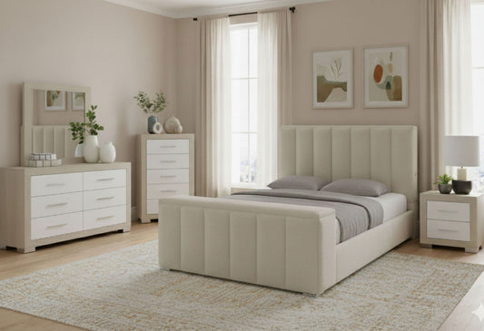 Serenity - 5 Piece Queen Bedroom Set - Natural / Cream