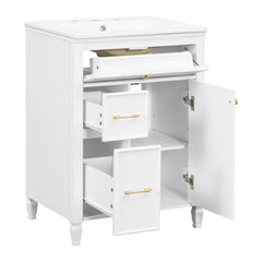 Freestanding Bathroom Vanity With Sink, Soft Close Door, Tip Out Drawer