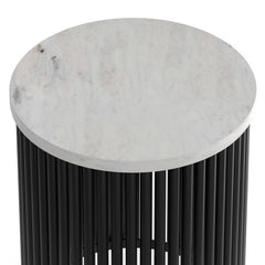 Demy - Metal Accent Table - White Marble / Black