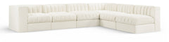 Rummi - Velvet Performance Fabric Upholstered 6 Piece Modular Sectional (With 3 Corner Chairs)