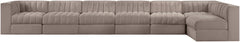Rummi - Velvet Performance Fabric Upholstered 7 Piece Modular Sectional, L-Shaped (Right)