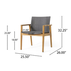Tranquilize - Outdoor Wooden Club Chair With Woven Wicker Seat And Back (Set of 2) - Natural