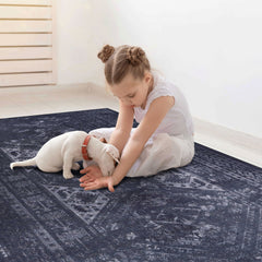 Maval - 2' X 3' Washable Area Rug - Black / Gray