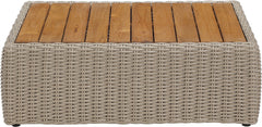 Seacrest - Teak Wood And Wicker Outdoor Patio Coffee Table