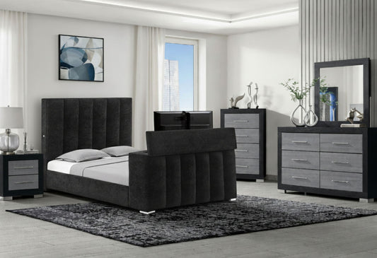Serenity - 5 Piece King Bedroom Set - Black / Dark Gray