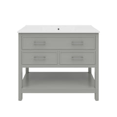 Bathroom Vanity With Sink, Tip Out Tray & 2 Full Extension Drawers - Gray