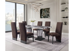 D12 - 7 Piece Dining Room Set (Dining Table And 6 Dining Chairs) - Black / Brown