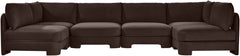 Hammond - Velvet Performance Fabric Upholstered 6 Piece U-Shaped Armless Sectional