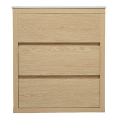 Freestanding Bathroom Vanity With Ceramic Sink, 2 Full Extension Drawers