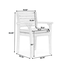 Outdoor Dining Chair With Slat Back And Acacia Wood Frame (Set of 2) - Gray