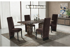 D12DT - 7 Piece Dining Room Set (Dining Table With 6 Dining Chairs) - Dark Brown