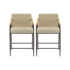 Counter Stool Set With Espresso Metal Frame - Khaki
