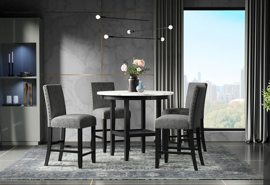 D40011 - 7 Piece Dining Room Set (Bar Table And 6 Bar Stools) - Light Gray