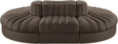 Rummi - Oval Velvet Performance Fabric Upholstered 6 Piece Modular Sectional