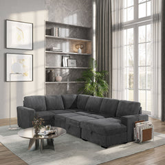 U2660 - Sectional Without Chaise And With Pull Out Sofa Bed - Gray