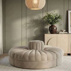 Rummi - Round Velvet Performance Fabric Upholstered 4 Piece Modular Sofa