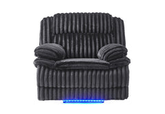 U8686 - Power Reclining Sofa With LED & Power Console Reclining Loveseat With LED & Power Recliner - Black