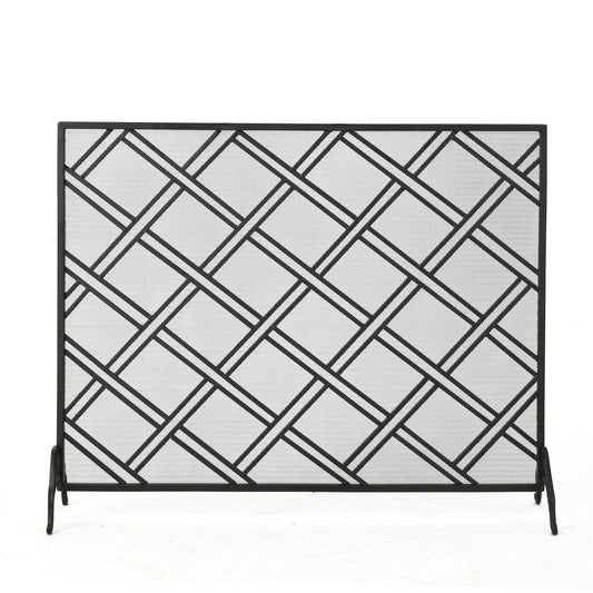 Elegant Design Fire Screen Protective Barrier Iron - Black