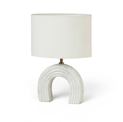 Lithos - Genuine Marble Base And Linen Textured Fabric Shade Table Lamp