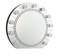 Farai - Glam Mirrored Faux Crystal Diamonds Wall Decor Mirror - Silver