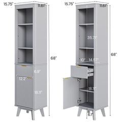 Tall Bathroom Storage Cabinet With Adjustable Shelves And 1 Drawer & Door