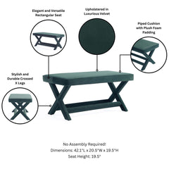 Abigail - Accent Bench With Piped Cushion