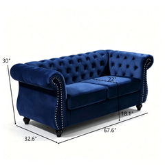 Chesterfield Button Tufted Loveseat With Rolled Arms