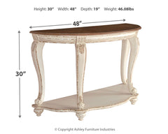 Realyn - Sofa Table - White / Brown