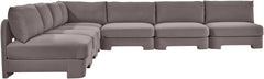 Hammond - Velvet Performance Fabric Upholstered 7 Piece Armless Sectional