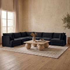 Hammond - Velvet Performance Fabric Upholstered 7 Piece U-Shaped Armless Sectional