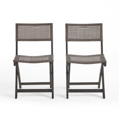 Bistro Foldable Chair With Wicker Backrest
