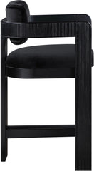 Sacha - Velvet Stool With Black Base