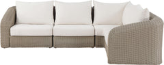 Seacrest - 123.25" Olefin Water Resistant Fabric And Wicker 4 Piece Outdoor Patio Modular Sectional