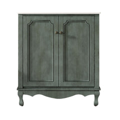 Vintage Bathroom Vanity With Ceramic Sink, Adjustable Shelves