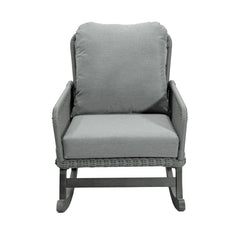 Contemporary Minimalist Wicker Rocking Chair With Soft Cushions And Durable Wooden Frame