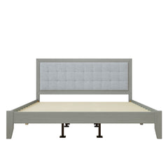 Mid Century Modern Platform Bed With Upholstered Headboard