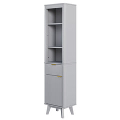 Tall Bathroom Storage Cabinet With Adjustable Shelves And 1 Drawer & Door