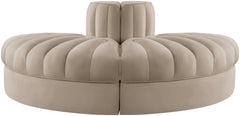 Rummi - Velvet Performance Fabric Upholstered 2 Piece Rounded Modular Loveseat