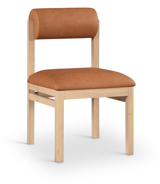 Roundhill - Faux Leather Dining Chair (Set of 2) - Natural Frame