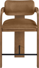 Cedra - Velvet Performance Fabric Upholstered Counter Stool - Brown Frame